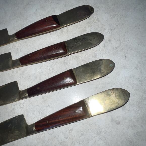 Vintage Buddha Bronze Knife 4 Piece Flatware Set Rare Asian Siam Thai MCM - Picture 6 of 7
